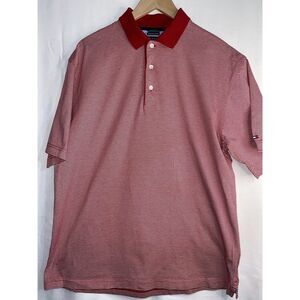 Tommy‎ Hilfiger Mens Polo Shirt Striped 100% Cotton Short Sleeve Red Size Large